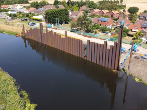 Permanent Riverbank Flood Defence Sheet Pile Works