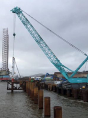 Blue construction crane Blue construction crane
